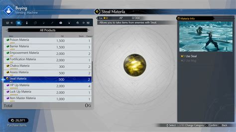ff7 remake steal guide|final fantasy 7 steal materia.